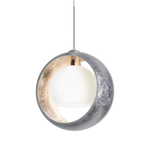 Besa Lighting Pogo Cord Pendant, Silver/Inner Silver and Opal Matte, Satin Nickel Finish, 1x5W LED 1XT-4293SS-LED-SN